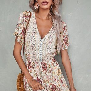 Cotton short sleeve flowy dress